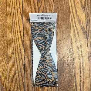Elegant Zebra Chain Twist Headband - Gray and Gold